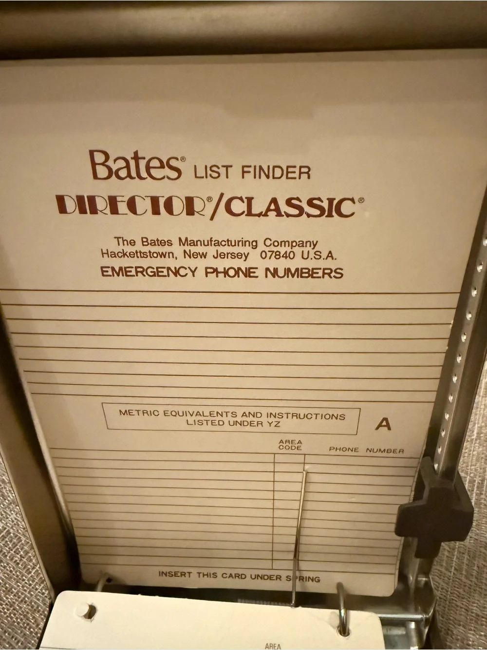 Vintage Bates Address Organizer - never used